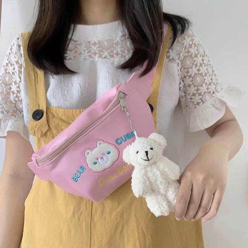 Japanese Students WildinsKorean Style Slanted Chest Bag Women2020New Fashion Net Popular Cute Bear Purse