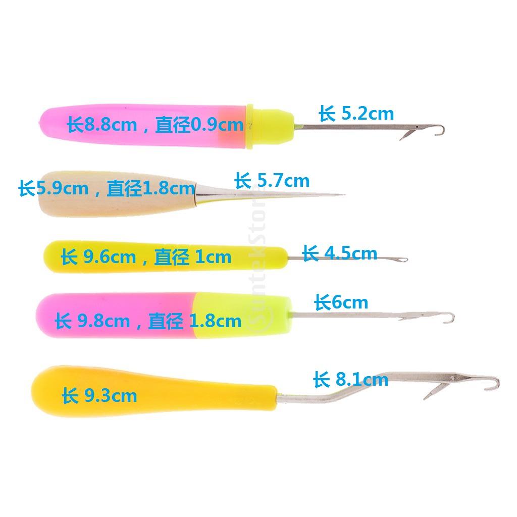 5pcs Crochet Latch Hook Lock Needles Awl Set Dreadlock Tools Carpet Making