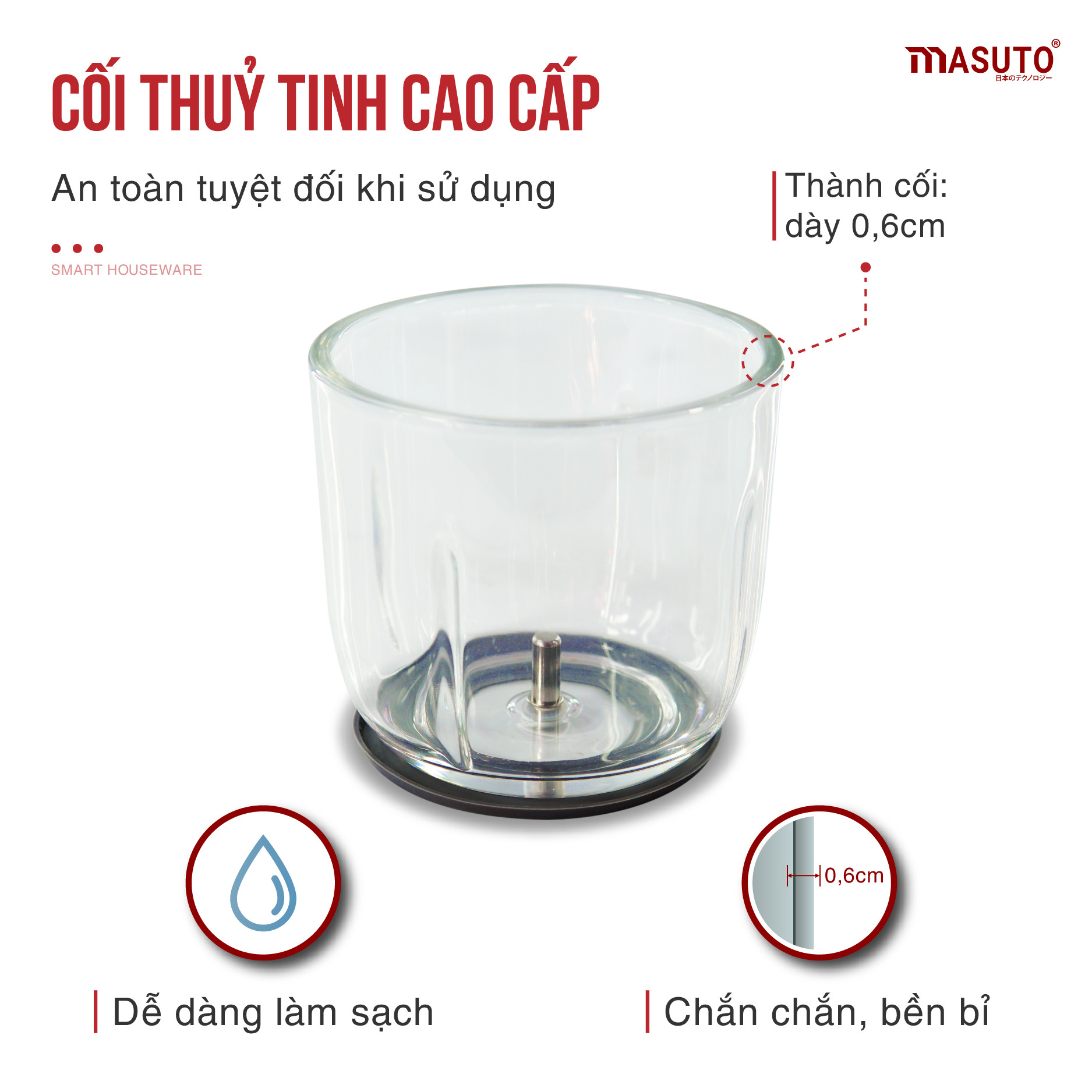 Máy Xay Thịt Xay Đa Năng Masuto Công nghệ Nhật Bản (Tặng Bộ 5 Hộp Inox Bảo Quản Thực Phẩm Cao Cấp) - Hàng chính hãng