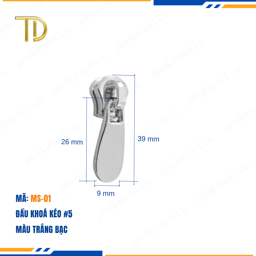 Đầu khóa kéo túi xách, đầu khóa kéo thay thế, đầu khóa kéo balo răng 5, Mạ điện độ bền 5-8 năm