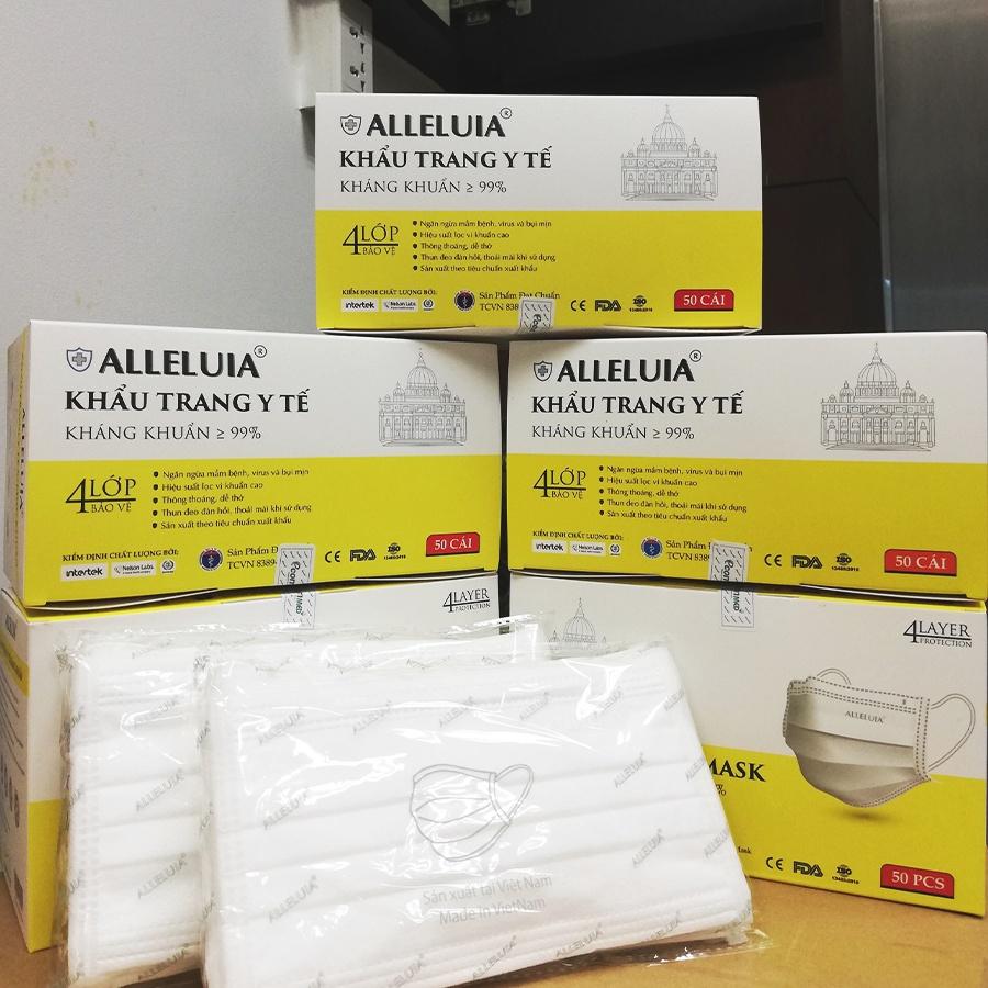Thùng 12 Hộp Khẩu Trang y tế Công Giáo Alleluia EcomMed 4 Lớp Kháng Khuẩn 99%