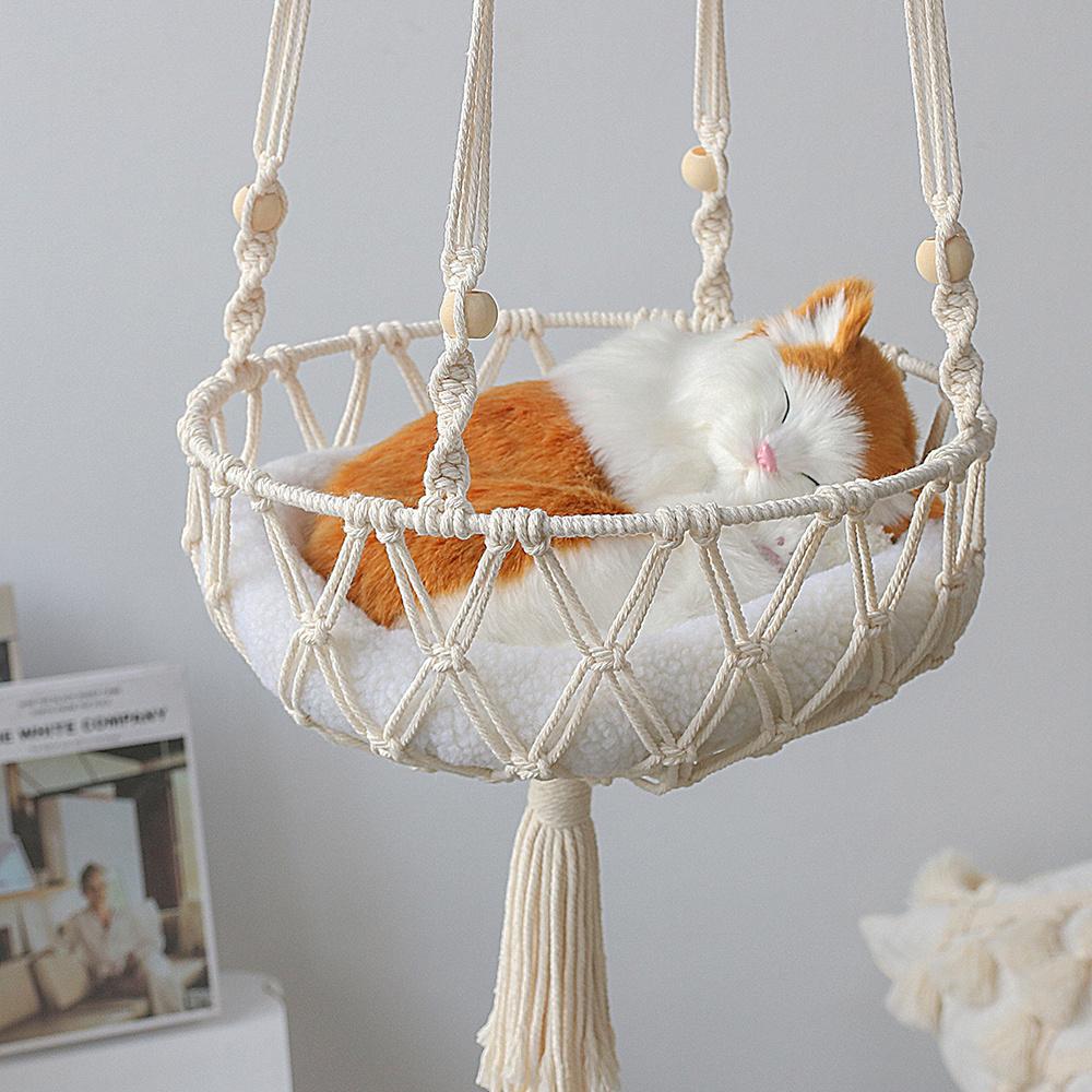 Lớn Macrame Mèo Võng, macrame Treo Xoay Chó Mèo Giường Rổ Nhà Mèo Cưng Phụ Kiện Cho Chó Mèo Nhà Của Con Chó Con Giường Tặng