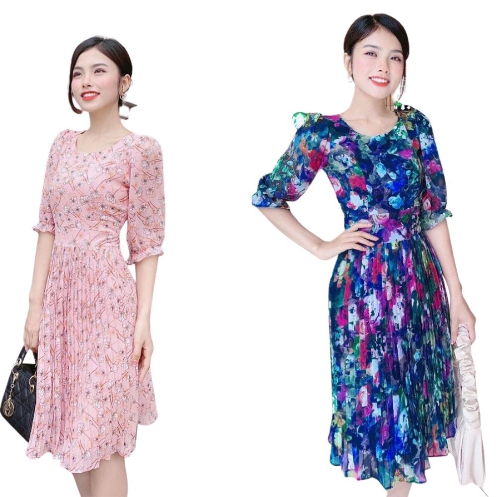 ĐẦM VÁY NỮ HOA PHỐI TRẺ TRUNG DẬP LY - MH0032
