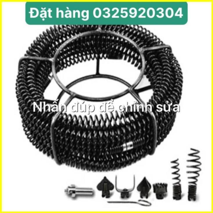 Dây thông cống 6m dùng máy khoan dài 6m dây phi 16, 6 đầu thông và 1 tay quay ,dây thông tắc ,dây lò xo, thông bồn cầu