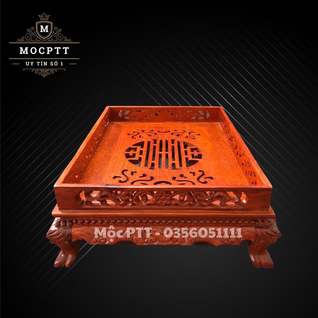 Khay Trà Chân Quỳ gỗ Hương kích thước 37x27x11cm dùng trong phòng khách