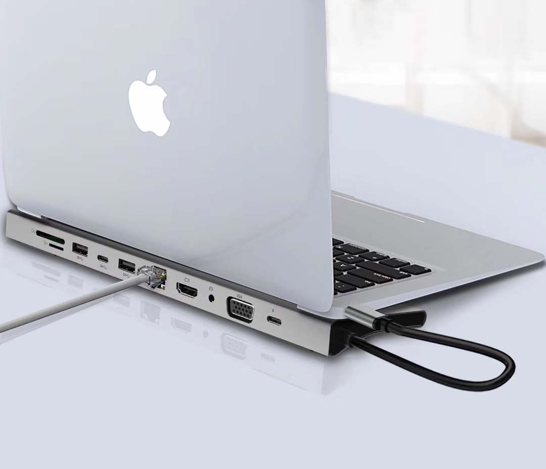 Hub USB Type-C đa chức năng HDMI/ VGA/ RJ45/ PD/ USB/ TF/ SD cho Macbook M1, Surface, Dell XPS