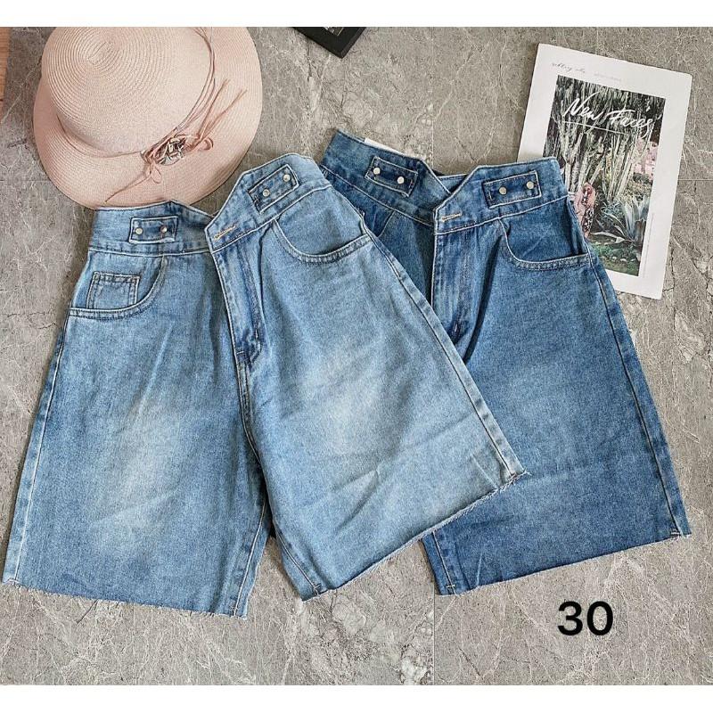 Quần short jean ngố nữ kiểu xanh trơn, co giãn tốt