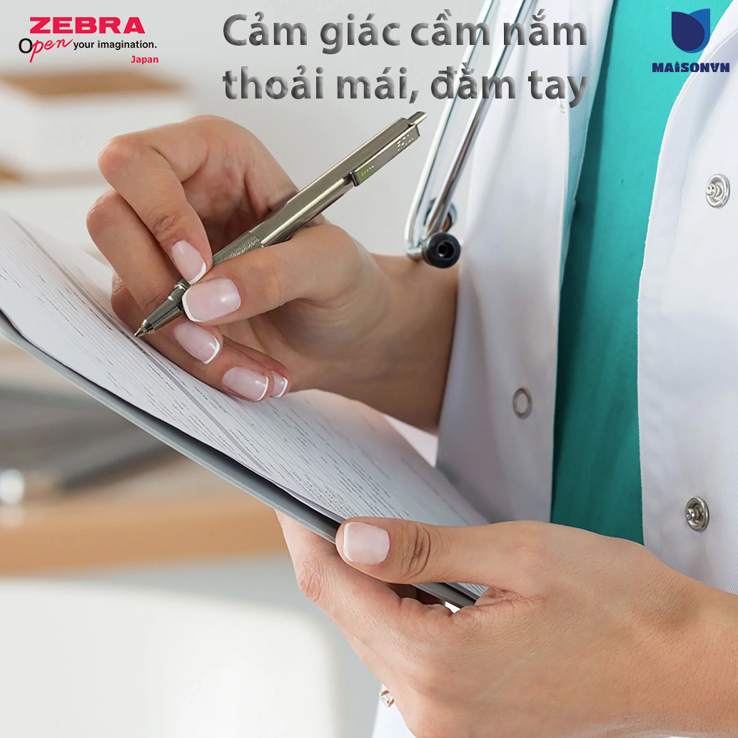 Bút bi bấm kim loại Zebra F701 mực xanh - Chất liệu thép không gỉ - [Chính hãng