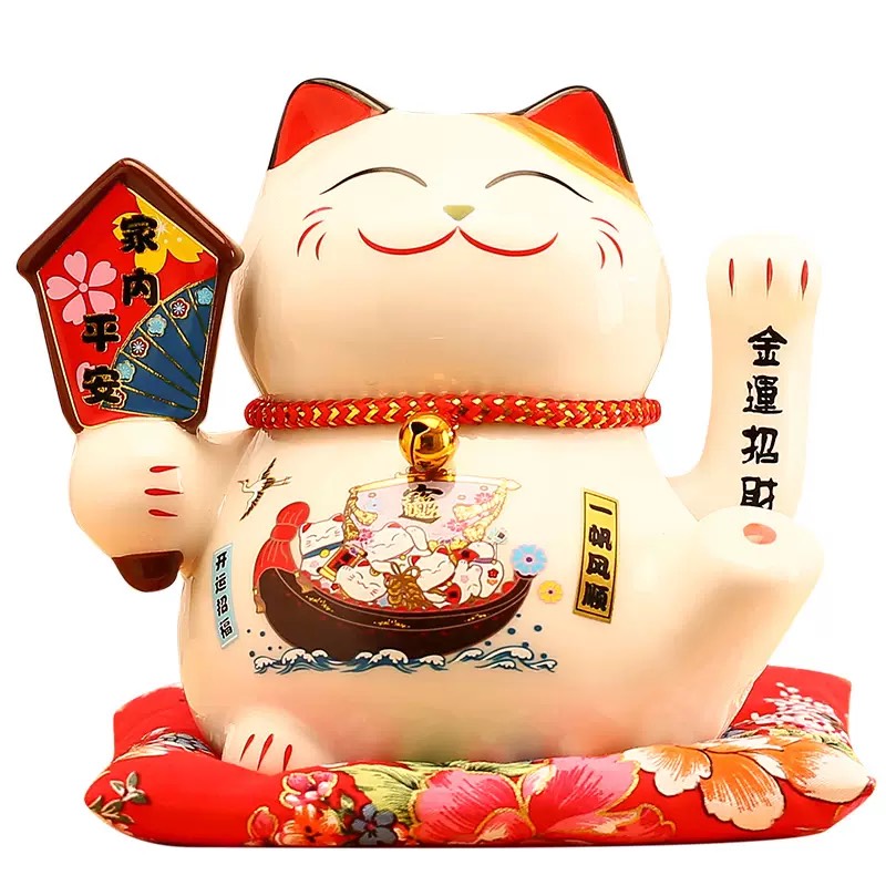 Mèo Thần Tài Khai Vận Tiến Bảo - Gốm Sứ Nhật Cao cấp - 16cm - HCM