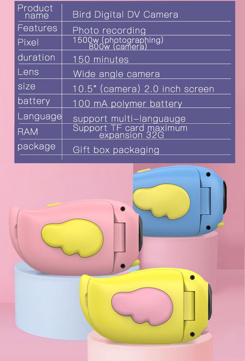 Máy quay phim trẻ em kỹ thuật số Trẻ em Máy quay video 15M Pixel tự động tập trung vào việc quay video với Màu quà tặng màn hình TFT 2.0 "