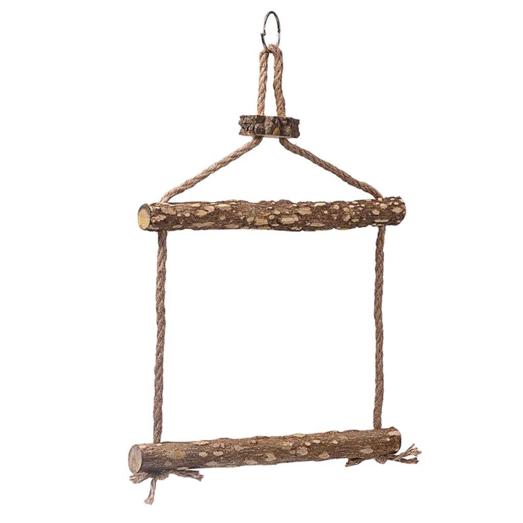 Wooden Bird Swing Parrot Parakeet Budgie Macaw Cage Climbing Hanging Toy