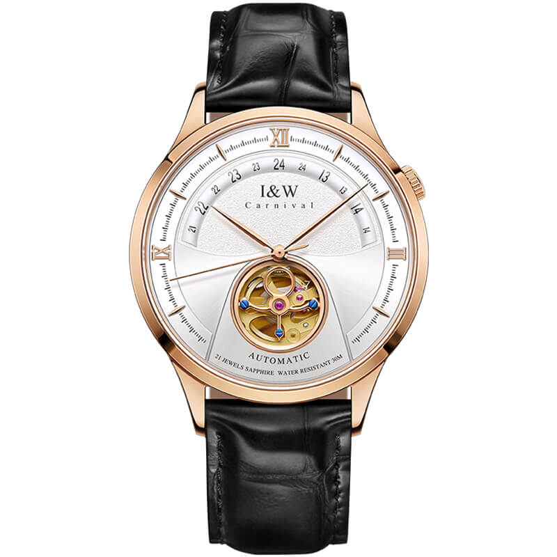 Đồng hồ nam chính hãng IW CARNIVAL IW525G-2 Kính sapphire ,chống xước,Chống nước 30m ,Bảo hành 24 tháng,Máy cơ ,Dây da cao cấp,thiết kế lộ cơ thể thao