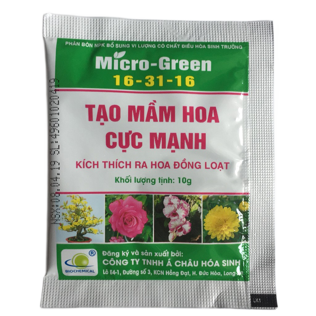 Phân bón Micro Green 16-31-16 giúp tạo mầm hoa cực mạnh - kích thích ra hoa đồng loạt