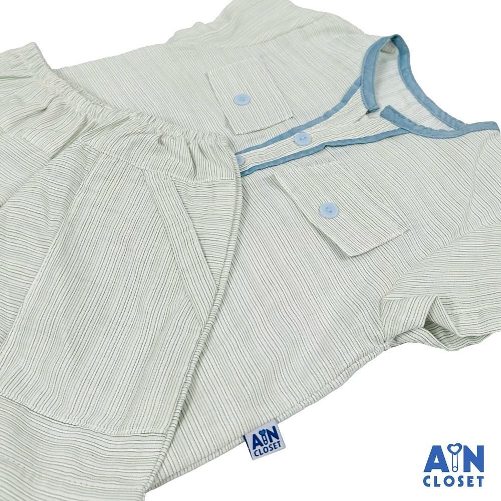 Bộ quần áo Ngắn bé trai họa tiết Sọc Nhí Xanh cotton - AICDBTND4HLV - AIN Closet