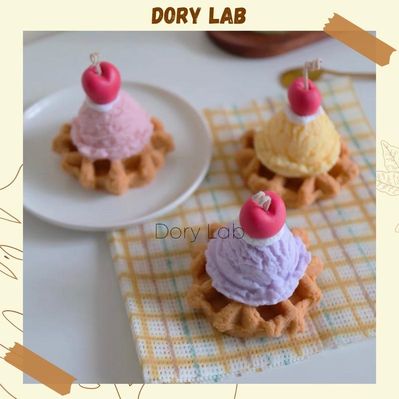 Nến Thơm Bánh Caro Phủ Kem Cherry Tinh Dầu Thiên Nhiên, Quà Tặng - Dory Lab