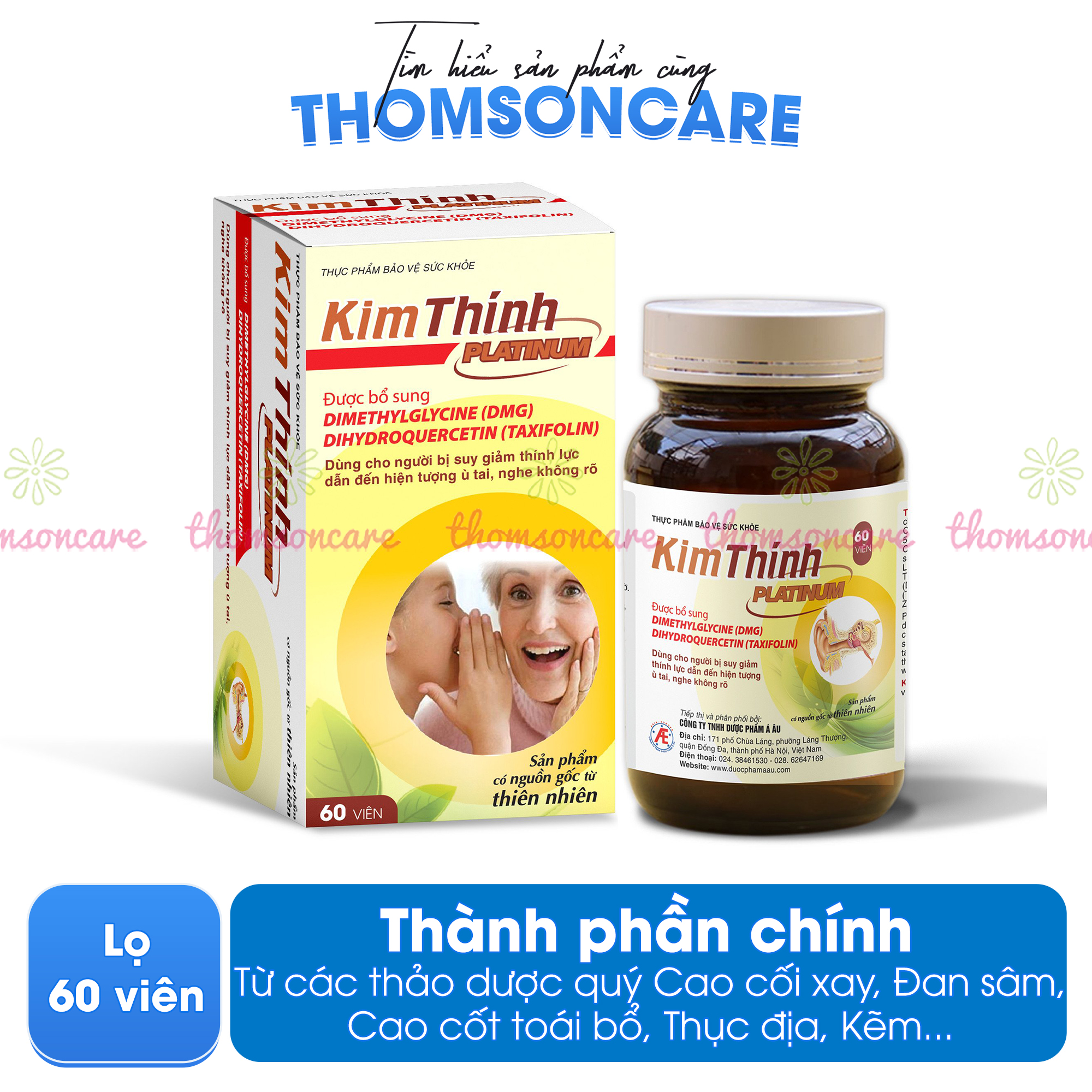 Kim thính Platinum Hàm lượng cao lọ 60v hiệu quả tốt hơn, giảm ù tai, tăng thính lực - Thomsoncare