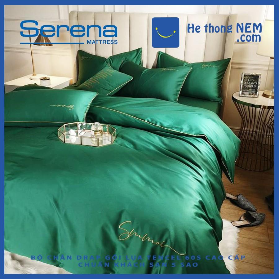 Bộ Chăn Ra Drap Gối Trải Giường Lụa Tencel Sumoi Chính Hãng SERENA Vỏ Chăn Ga Gối Đệm Chun Trần Bông Phủ Giường