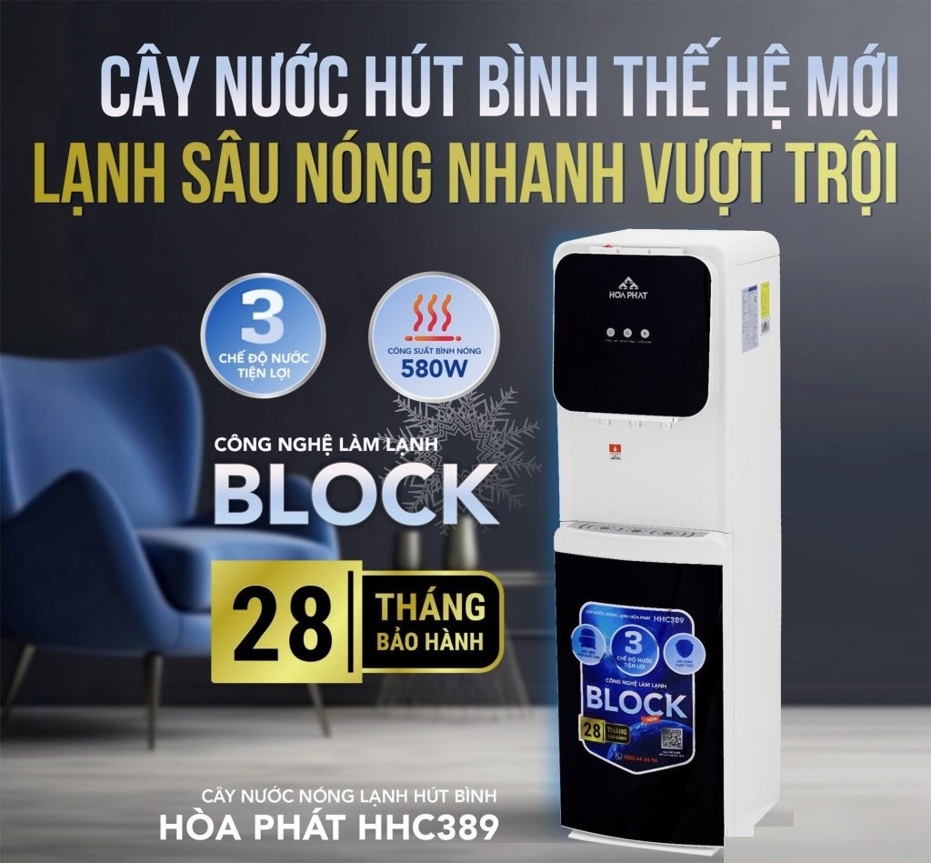 Cây nước nóng lạnh hút bình Hòa Phát HHC389 - Bảo hành 28 tháng - Hàng chính hãng