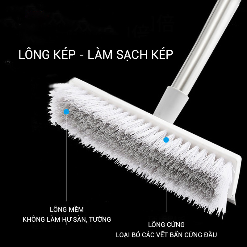 Chổi  Vệ Sinh 2 in 1 Chà Sàn Và Gạt Nước Lau Kính,Chiều Dài 115Cm Kèm Găng Tay Rửa Chén BaoAn - Hàng Chính Hãng- Chổi quét,Dụng cụ vệ sinh