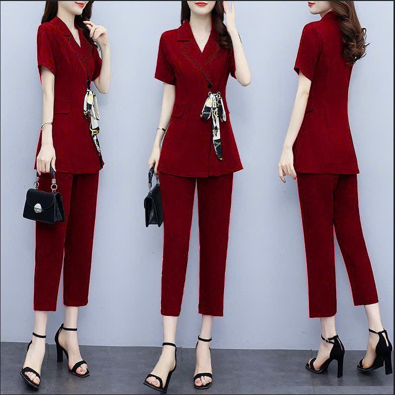 Bộ vest cột dây họa tiết