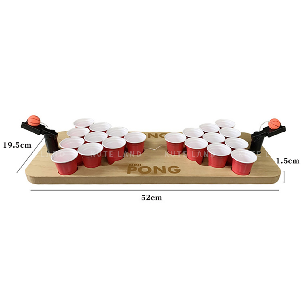 Bộ trò chơi Wood Peer Pong ném bóng vào ly Drinking Game dành cho bàn nhậu uống rượu bia 