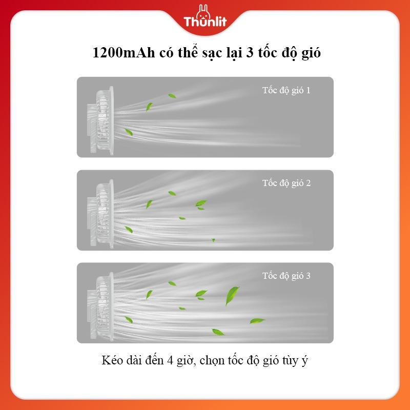 Quạt treo được để bàn với đèn Thunlit Có thể sạc lại và điều chỉnh 3 tốc độ gió và nắp có thể tháo rời