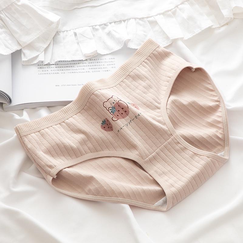 Set 5 Quần Lót Nữ Cotton Hình Gấu Dâu Tây Đáng Yêu Mã QL04