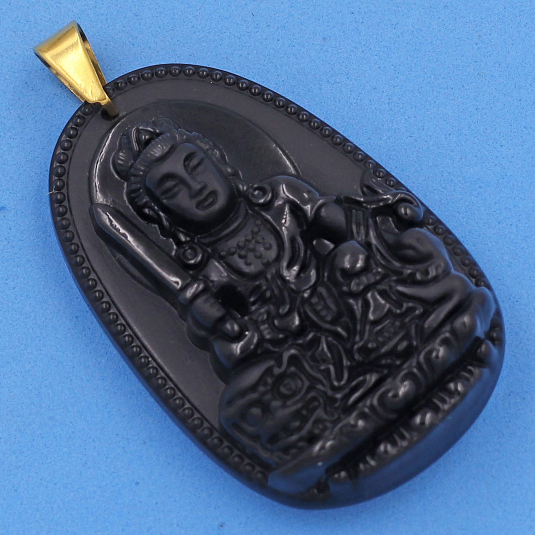 Mặt Văn Thù Bồ Tát - thạch anh đen 5cm - tuổi Mão