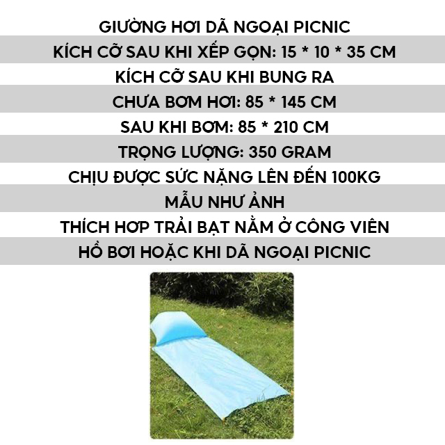 Bạt Trải Picnic Xếp Gọn Kèm Gối Hơi Tiện Lợi Vật Dụng Dã Ngoại Leo Núi Du Lịch