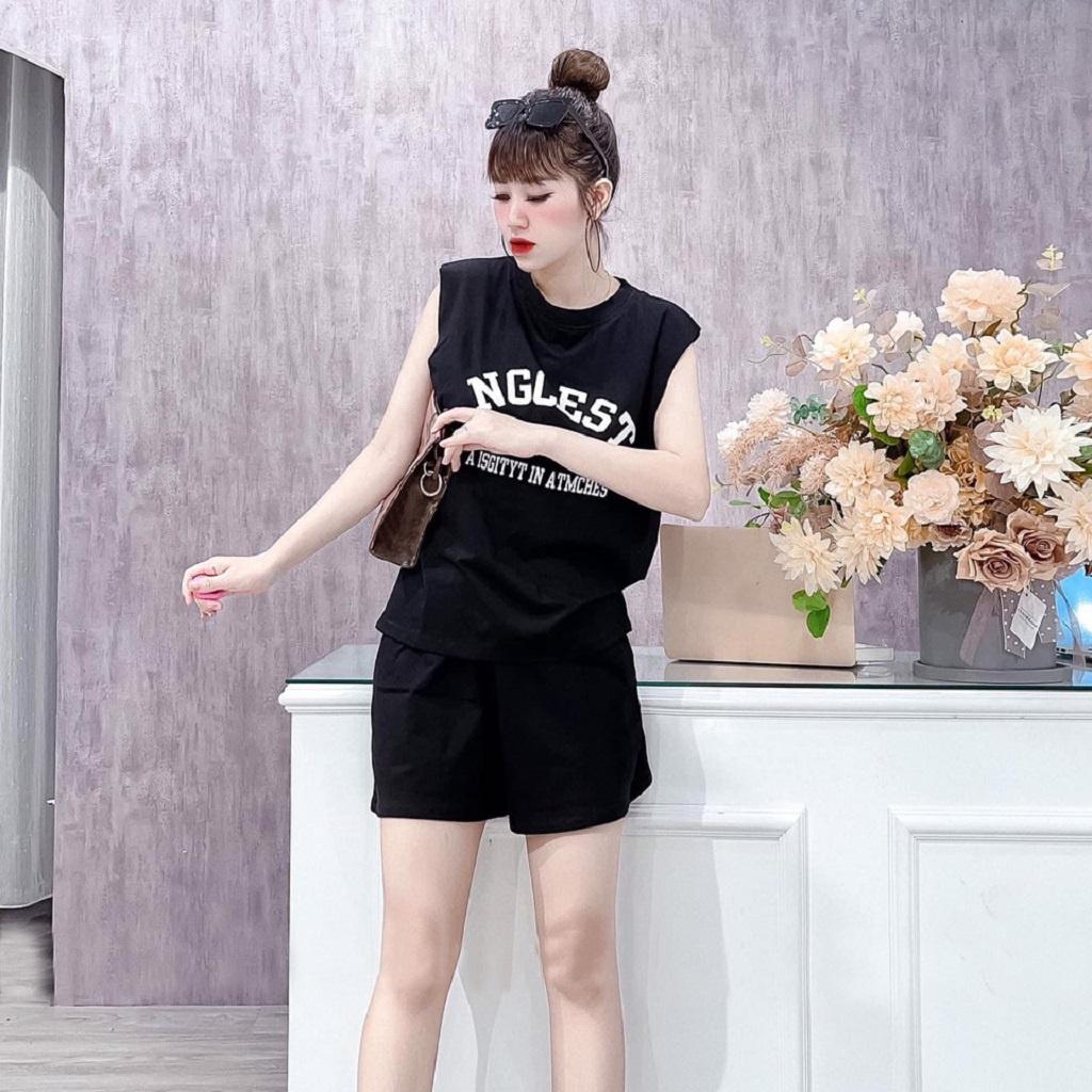 Bộ mặc nhà nữ mùa hè sát nách , đồ bộ bigsize chất cotton