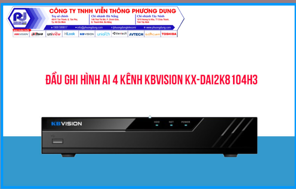 Đầu ghi Kbvision KX-DAi2K8104H3- hàng chính hãng