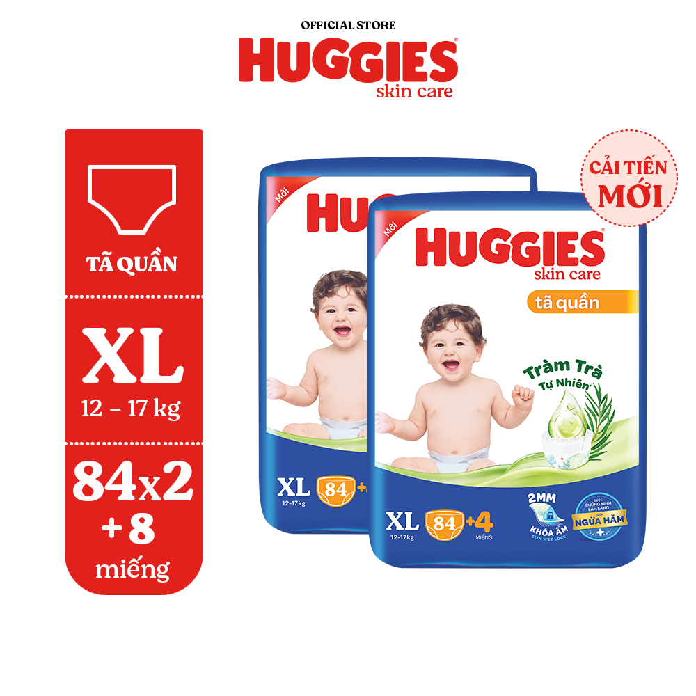 [Bao bì và CTKM thay đổi theo từng lô hàng] Combo 2 gói Tã quần Huggies Skincare Mega Jumbo M106/L96+8/XL84+4/XXL76+4