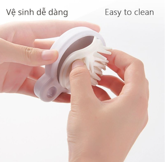 Lược Gội Đầu Silicone Nhật Bản Masage Đầu Giảm Stress Rụng Tóc, Bàn Chải Gội Đầu Làm Sạch Da Đầu, Kích Thích Mọc Tóc GD728-LuocMuji