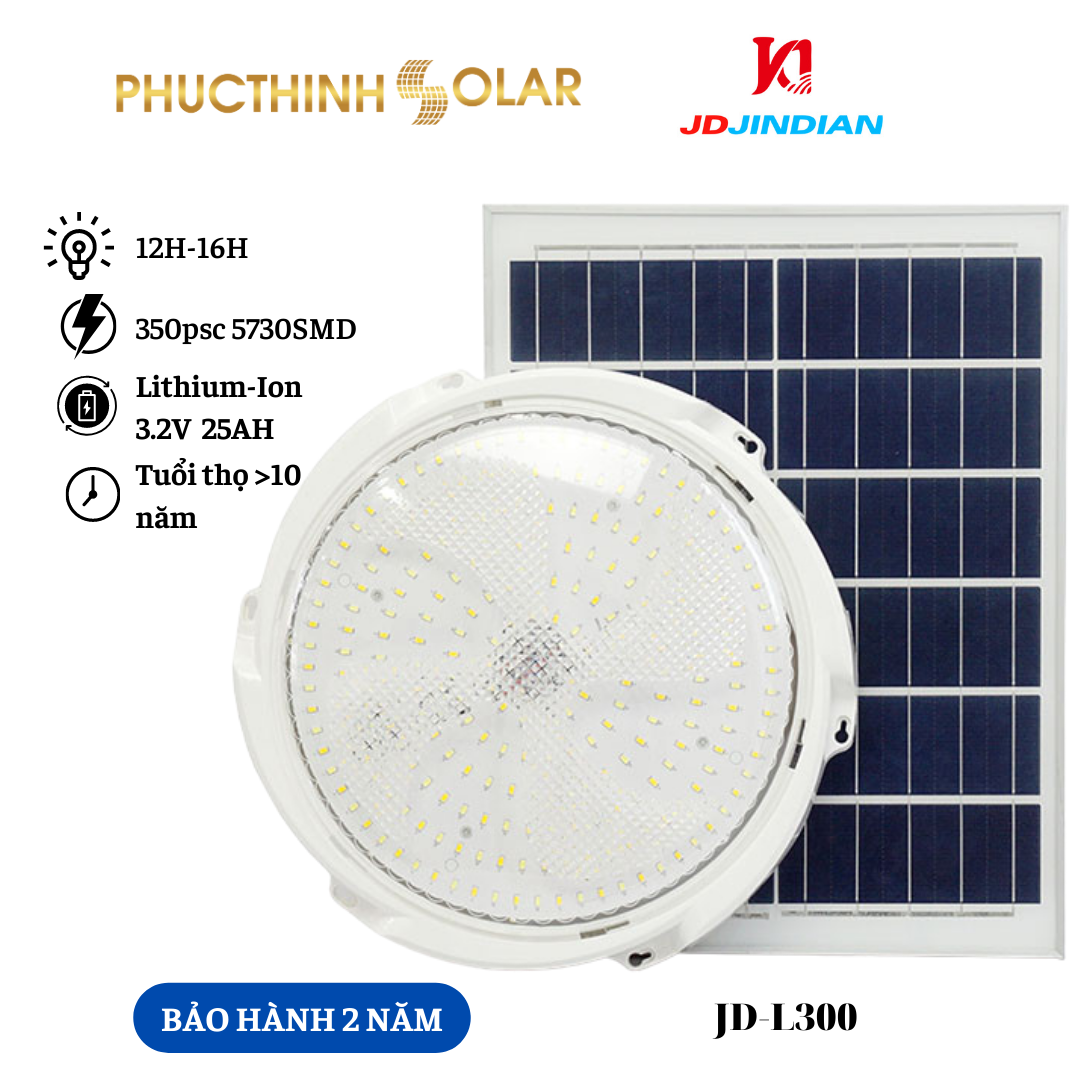 Đèn Ốp Trần Nổi Năng Lượng Mặt Trời 300W Jindian JD-L300 Đèn LED Ốp Trần, Đèn Trang Trí Trong Nhà | Phúc Thịnh Solar