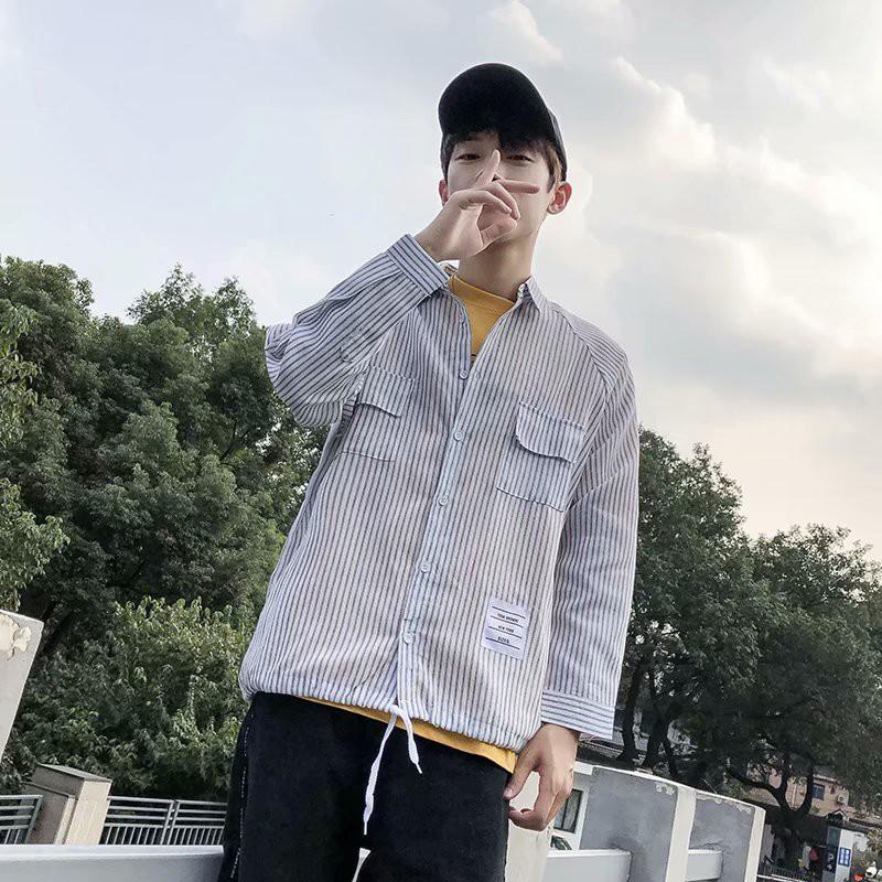 Áo sơ mi tay dài họa tiết sọc thời trang phong cách cho nam