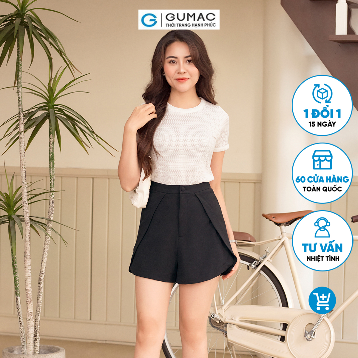 Set lẻ Áo blazer dáng lửng thời trang GUMAC AD06066 - Quần short đắp vạt thời trang GUMAC QD06065