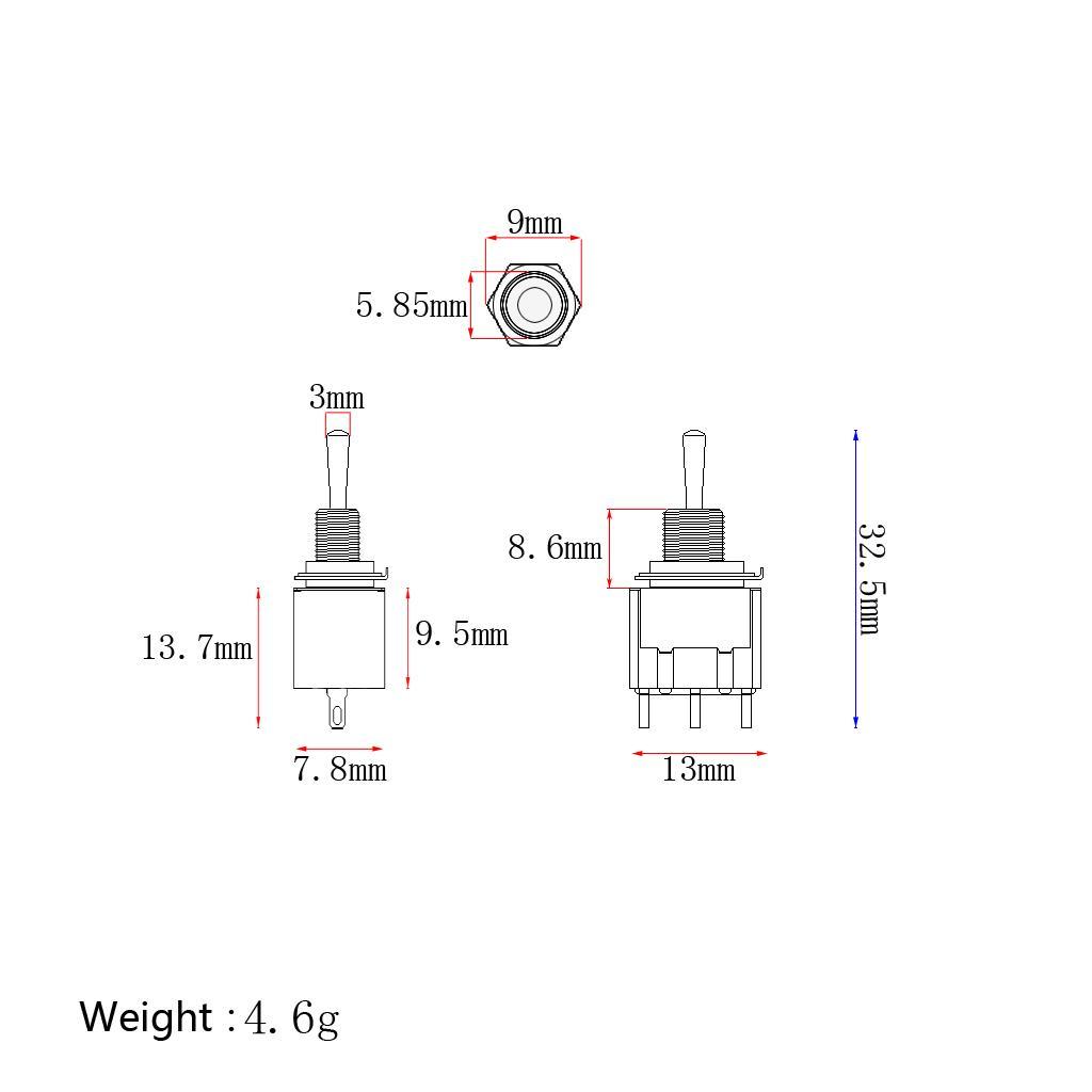 Copper On-On 2 Way SPDT  Round  for Guitar Bass Parts