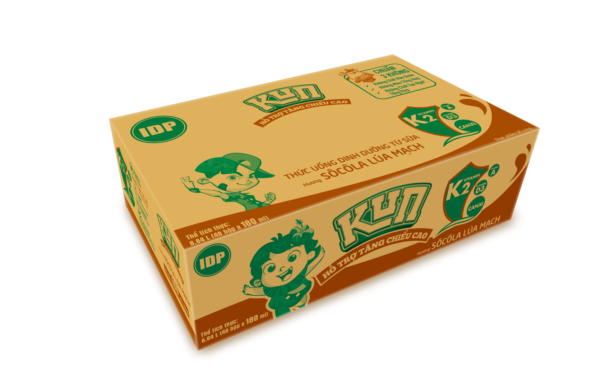 Thùng 48 Hộp Sữa SoCola Lúa Mạch KUN 180ml/hộp