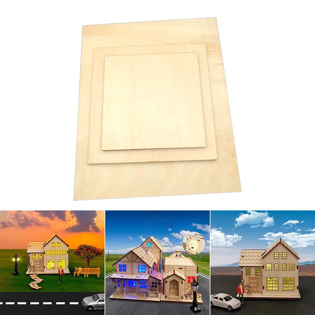 12Pcs/Set Wood Board Unfinished Panel Kit 3 Sizes Gallery Wood Veneer Sheets Art Boards Painting Board for Sand Table Model Painting Drawing