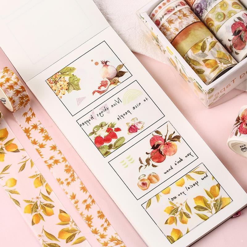 Bộ 10 Băng Keo Giấy Washi Tape Trang Trí Sổ Lưu Niệm, Lưu Bút, Nhật Ký Dễ Thương, Sáng Tạo Handmade DIY