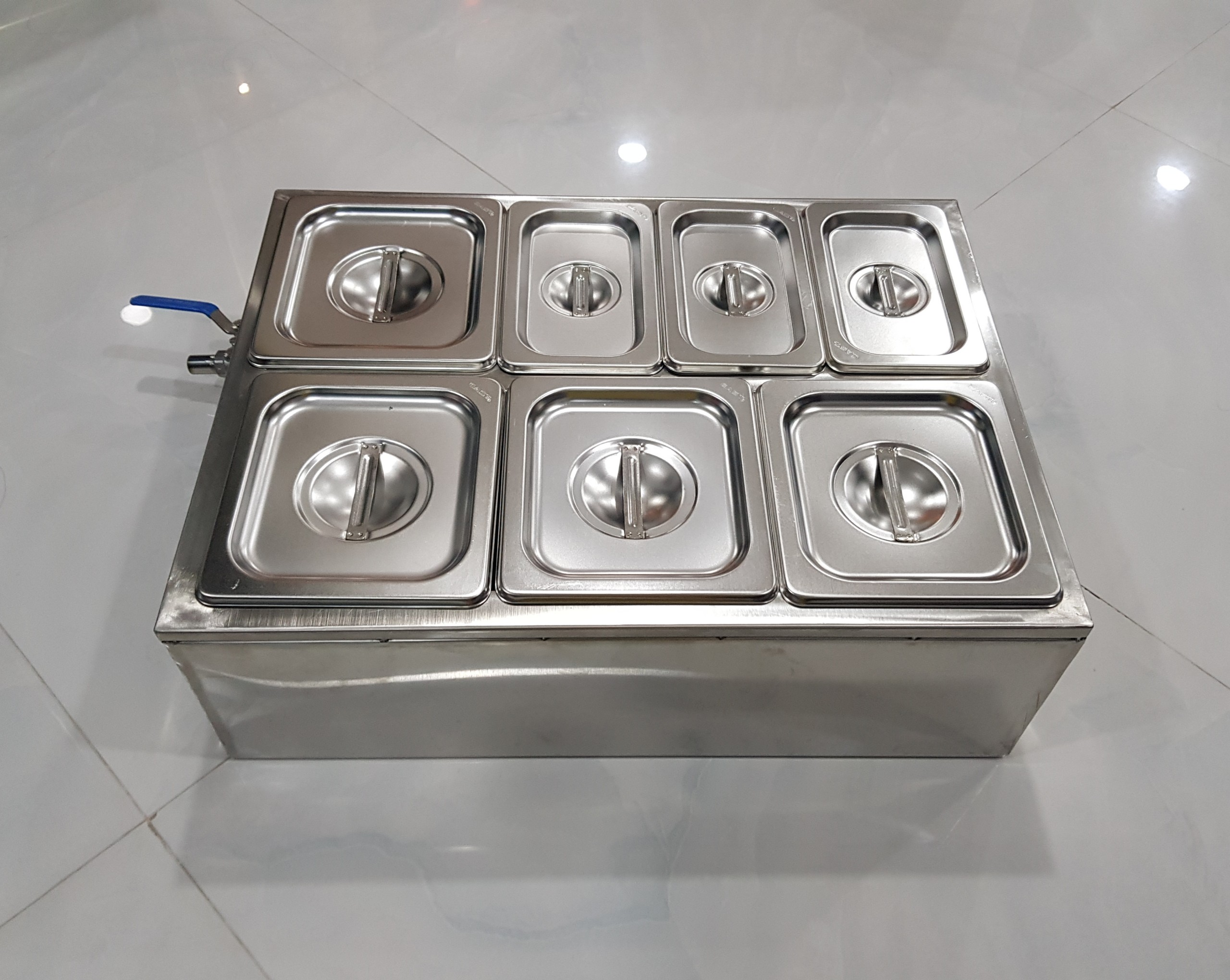 combo đựng topping bằng inox thùng giữ lạnh và khay inox 304