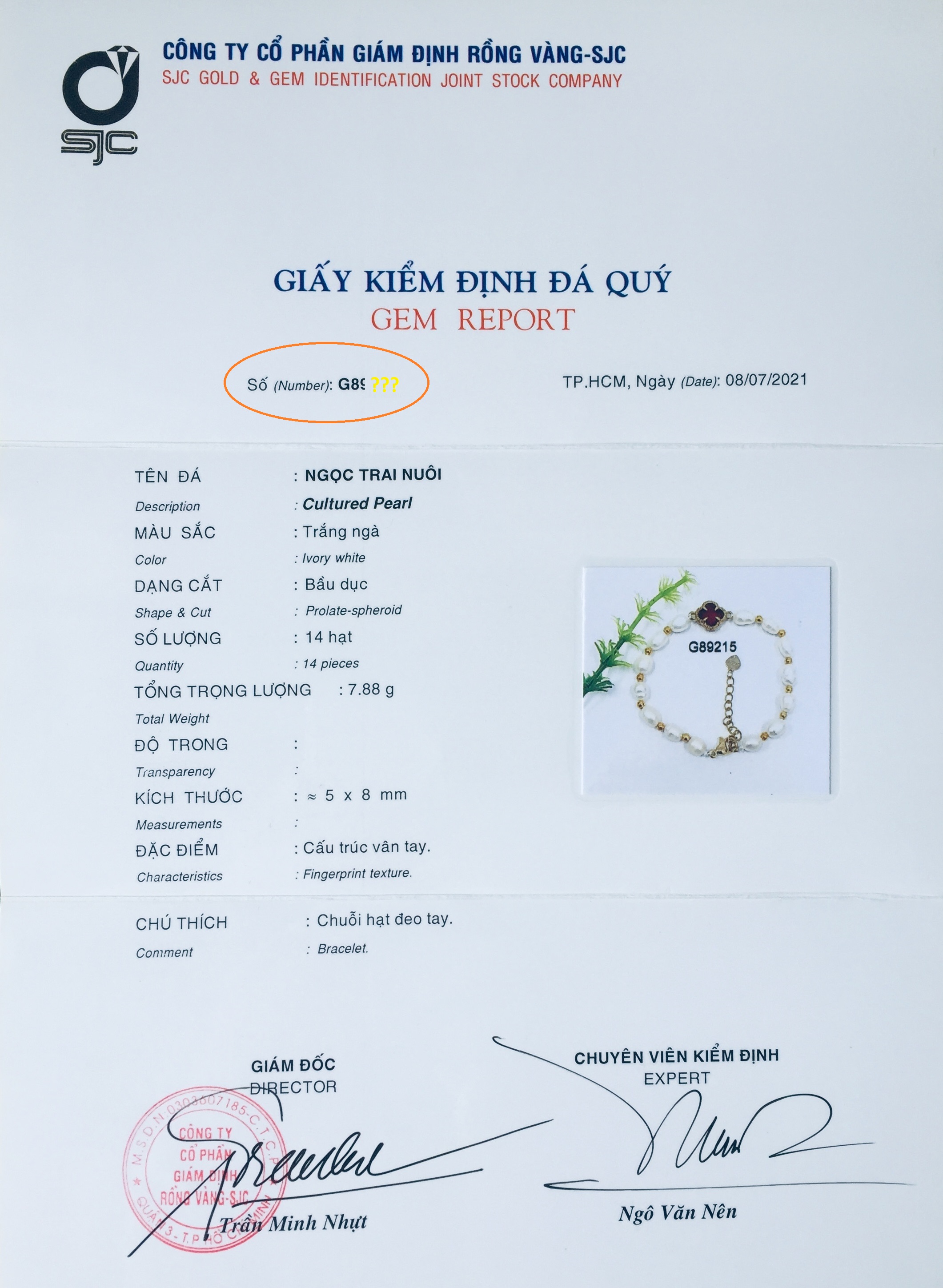 Combo lắc tay cỏ bốn lá nữ, chất liệu Ngọc Trai thật, cấu trúc vân tay, Màu Trắng Ngà, hạt bầu dục 6li, kèm Giấy kiểm định sản phẩm mẫu tại SJC, Kèm hộp đựng Hoa Hồng – Mẫu Luxi green – CownX.02