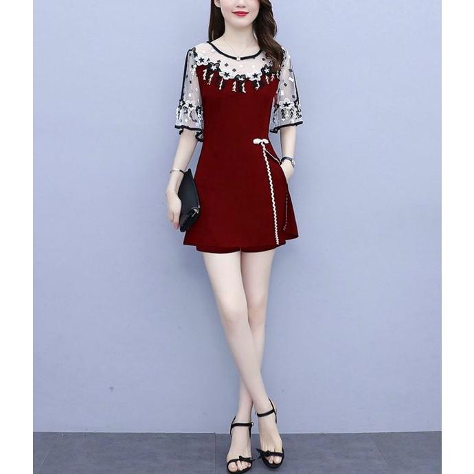 SÉT BỘ NGẮN REN LƯỚI HOA TRẮNG ĐEN