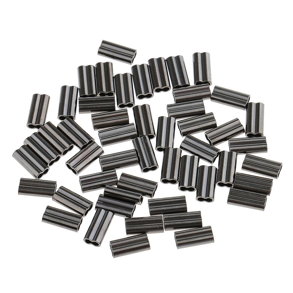 200Pcs Double Barrel Copper Crimp Sleeves Fishing Crimps 0.8/ 1.0/1.5/2.0mm
