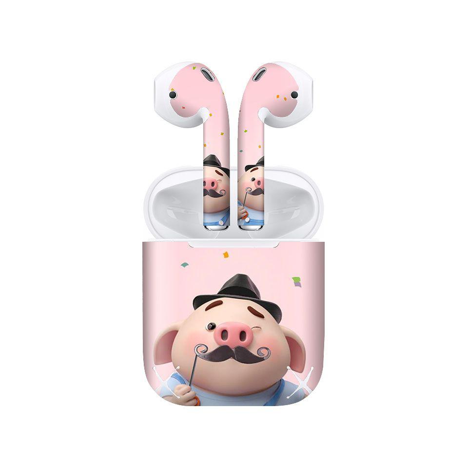 Miếng dán skin cho AirPods in hình Heo con dễ thương - HEO2k19-060 (AirPods ,1 2, Pro, TWS, i12)