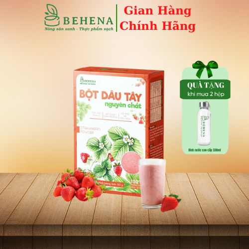 Bột dâu tây nguyên chất Behena, sấy lạnh, nghiền bằng cối đá theo công nghệ Nhật Bản, Gói 50g