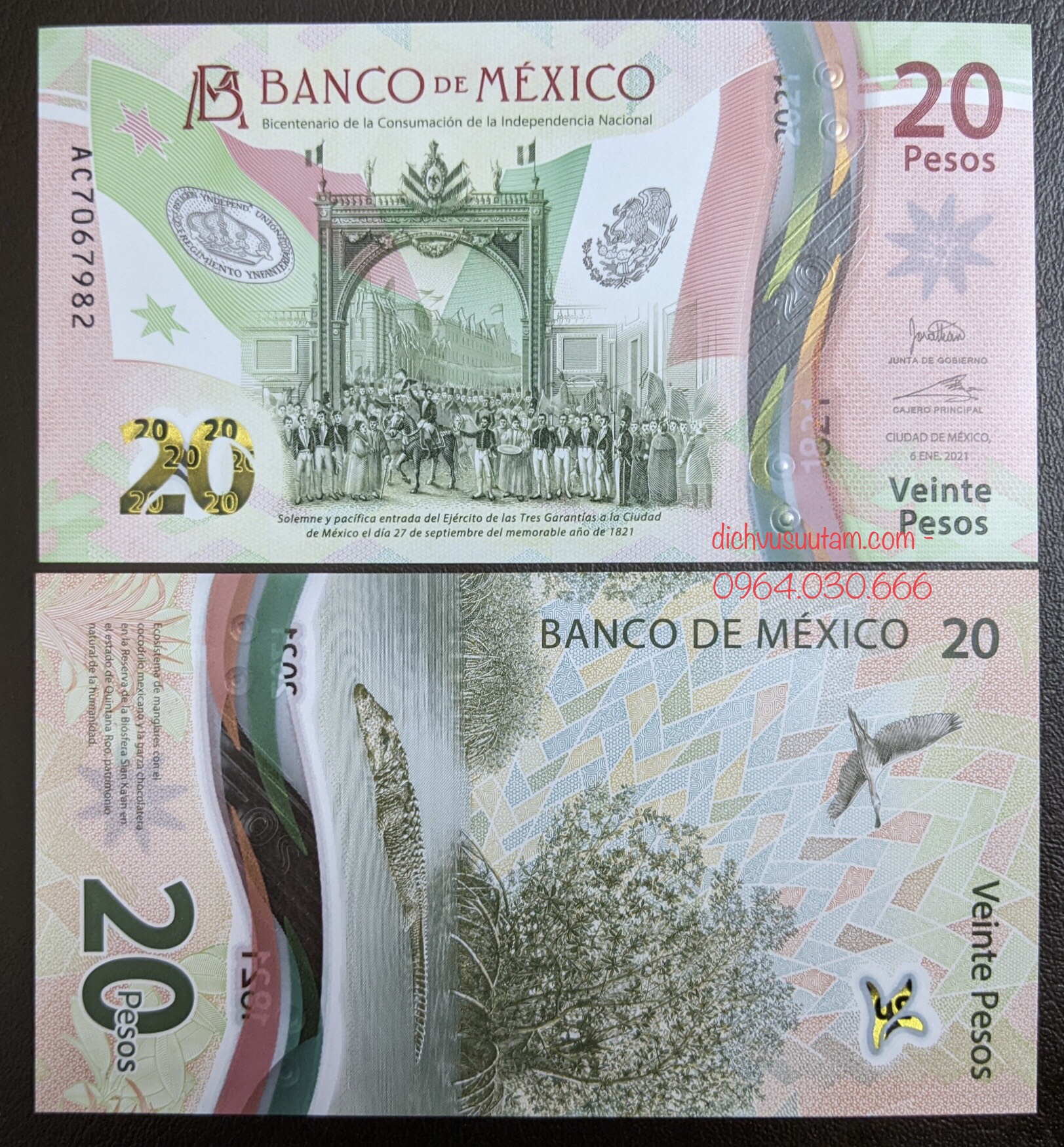 Tiền Mexico 20 pesos polymer mới cứng sưu tầm