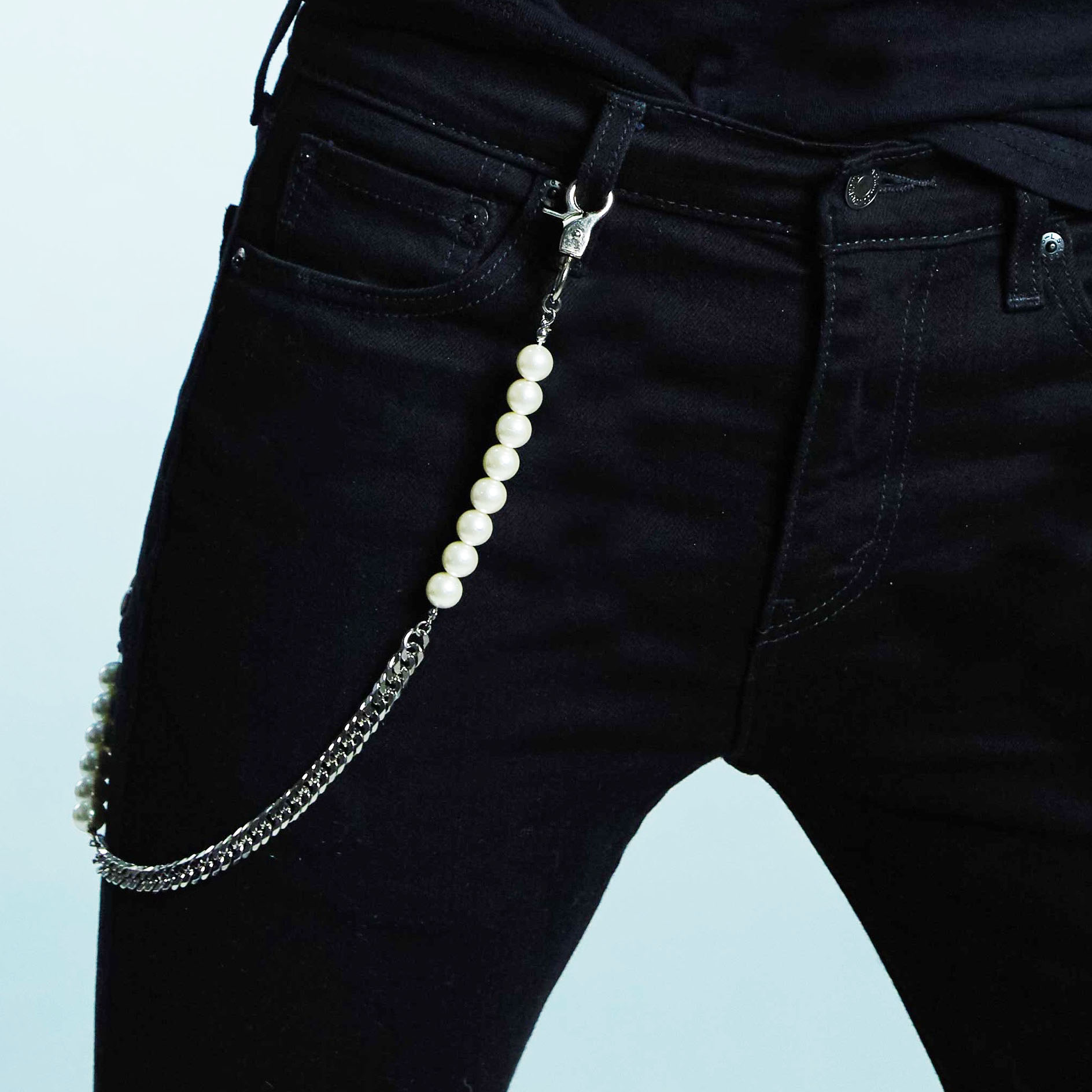 Hình ảnh Xích đeo thắt lưng dây chuỗi đeo đai quần jeans mix ngọc trai ấn tượng cool ngầu