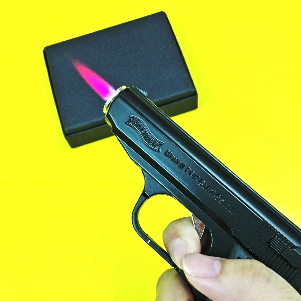 Hột quẹt bật lửa khè hình súng M9 3IN1 có bao da size 13cm - MÀU ĐEN