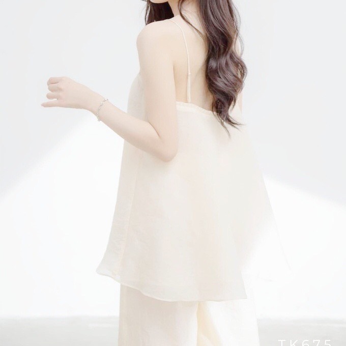 Sét áo 2 dây quần dài xòe voan ánh kim có 4 màu freesize